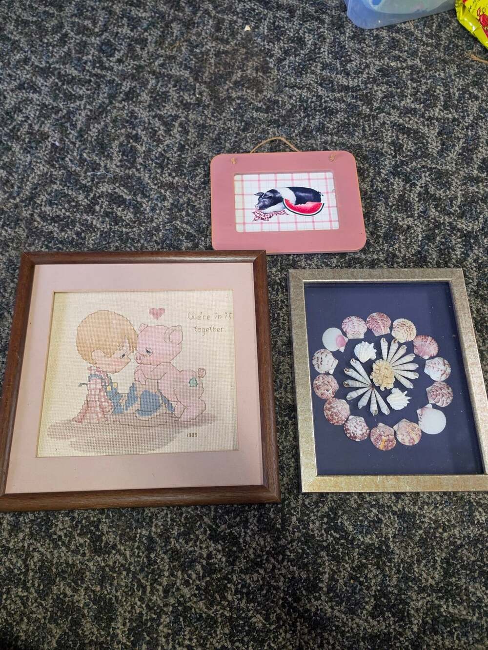Precious Moments Vintage Framed Cross Stitch We're In It Together